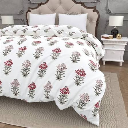 King-size Jaipur hand block print cotton bedsheet set with vegetable dyes